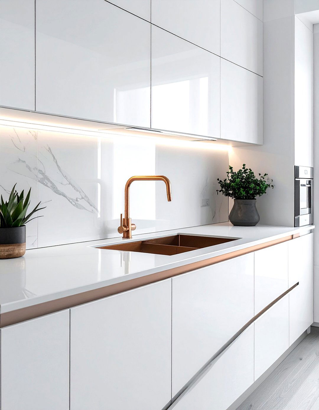 Minimalist copper faucet for modern kitchen - 30 copper kitchen faucet ideas