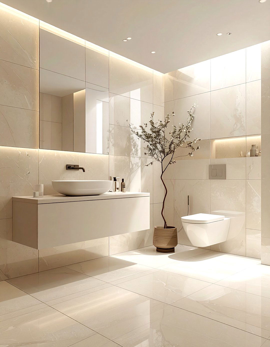 Minimalist cream bathroom - 30 off-white bathroom ideas