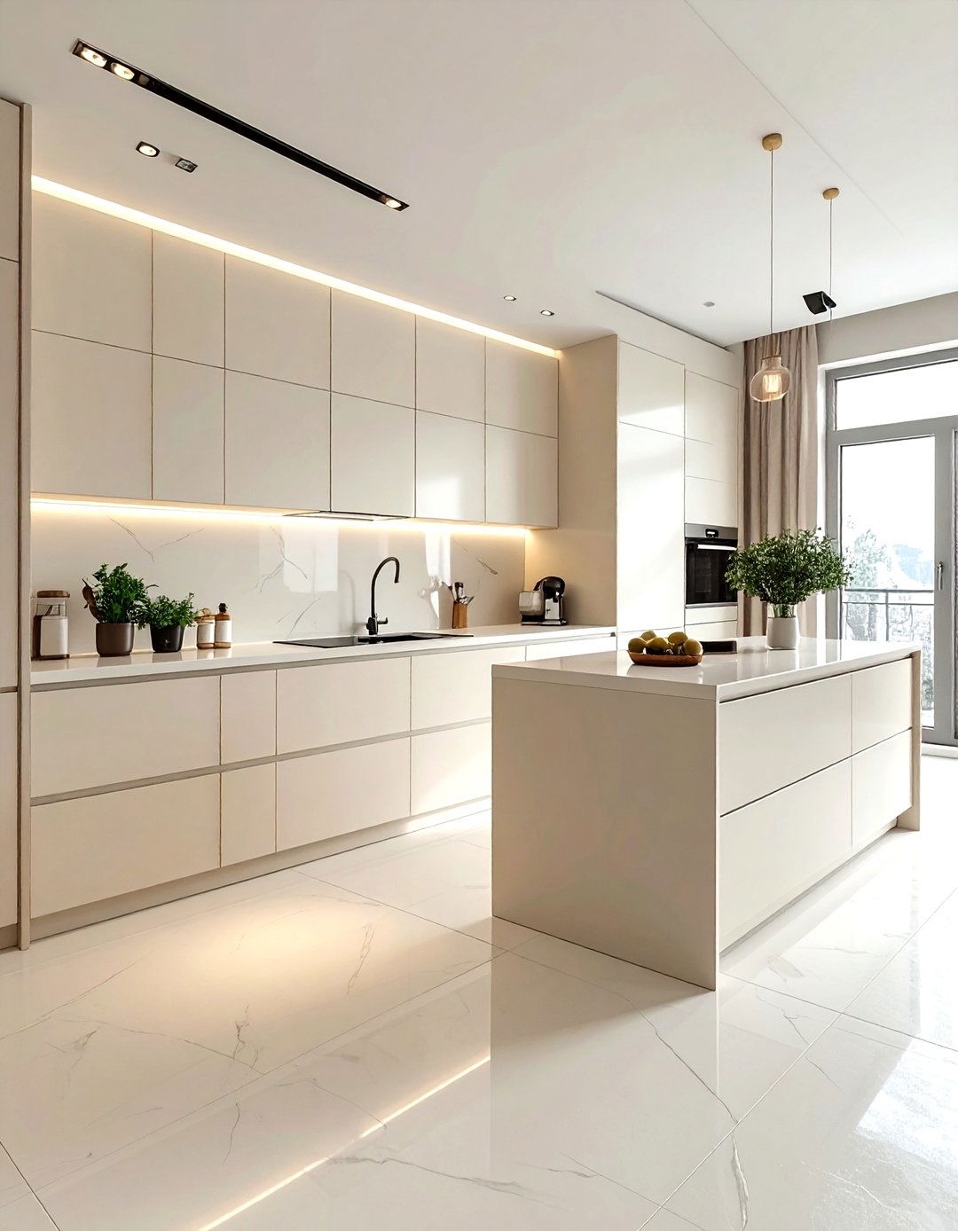 Minimalist cream kitchen handleless - 30 cream kitchen design ideas