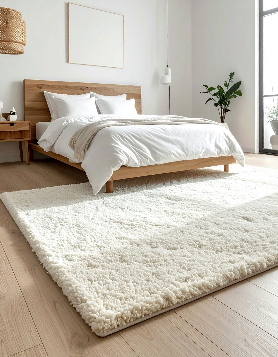 Minimalist cream rug - 30 bedroom rug ideas