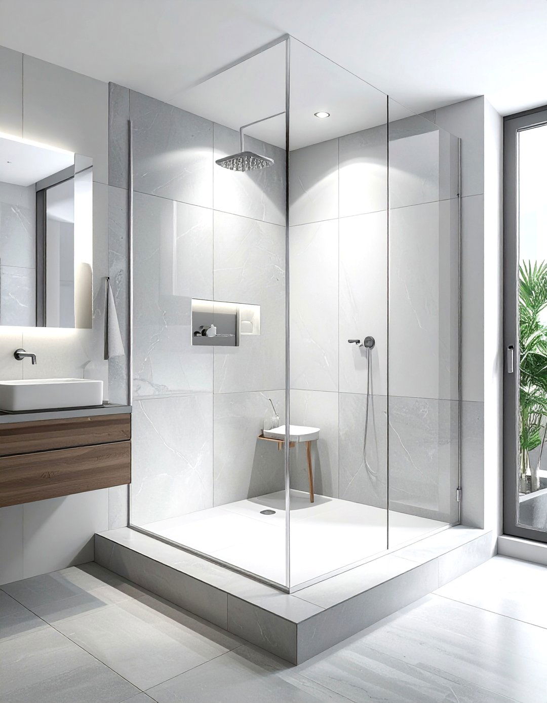 Minimalist curb shower - 30 senior friendly bathroom ideas