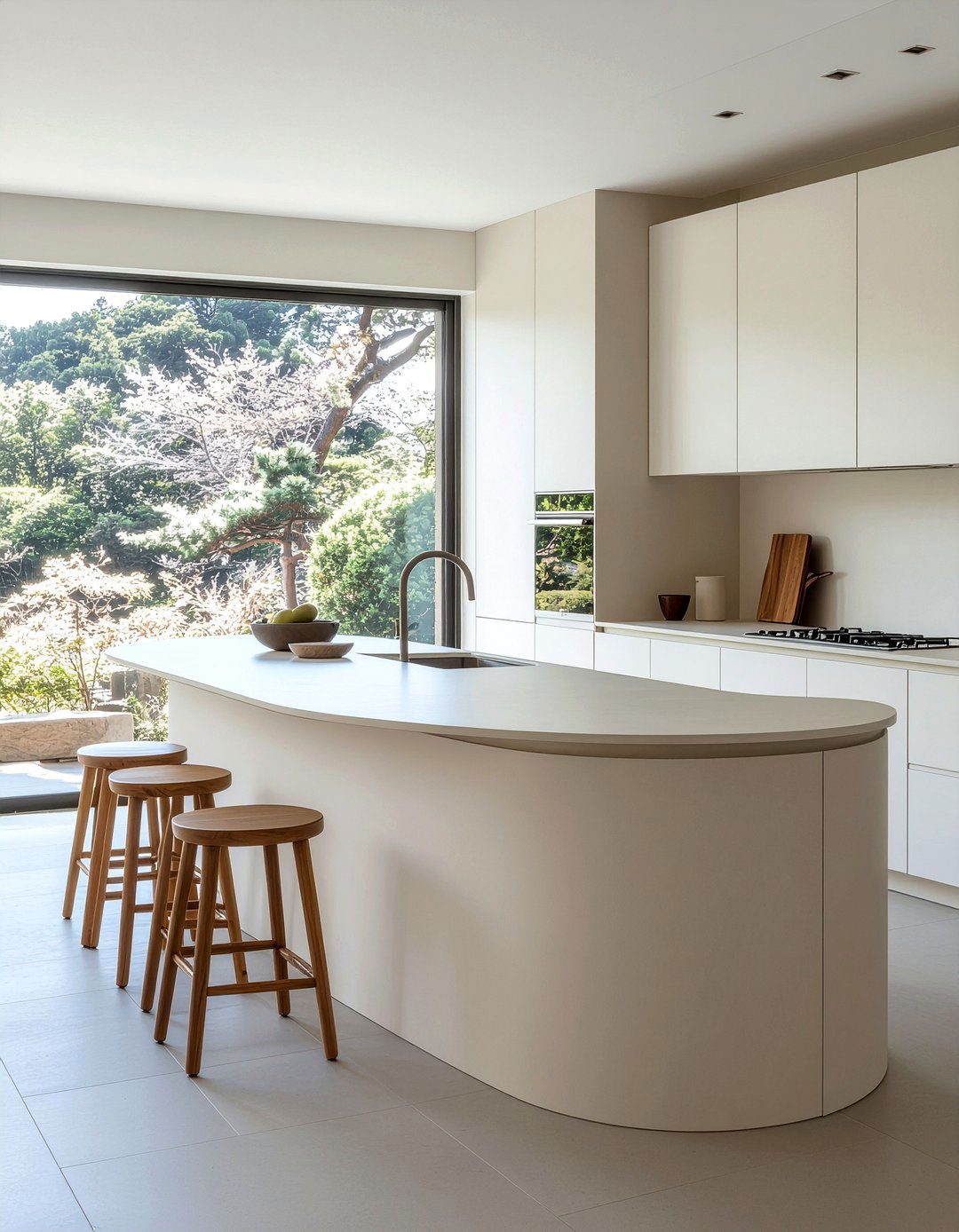 Minimalist curved island - 30 curved kitchen island ideas