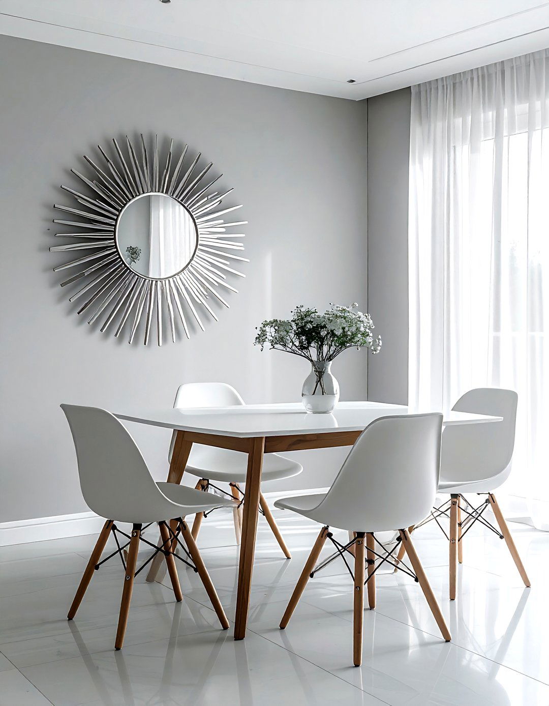 Minimalist dining room sunburst mirror - 30 sunburst mirror dining room ideas