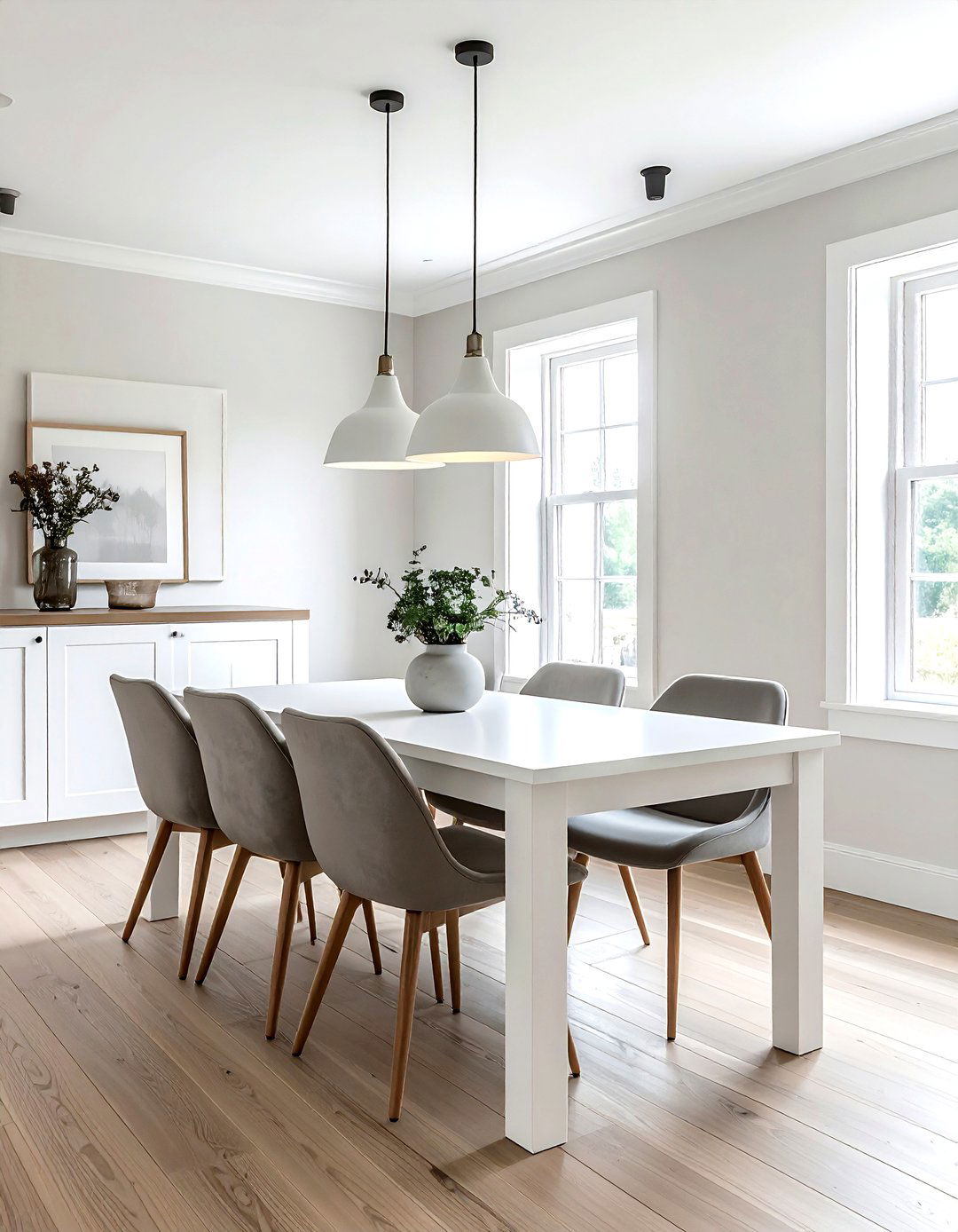Minimalist farmhouse taupe dining room - 30 taupe and white dining room ideas