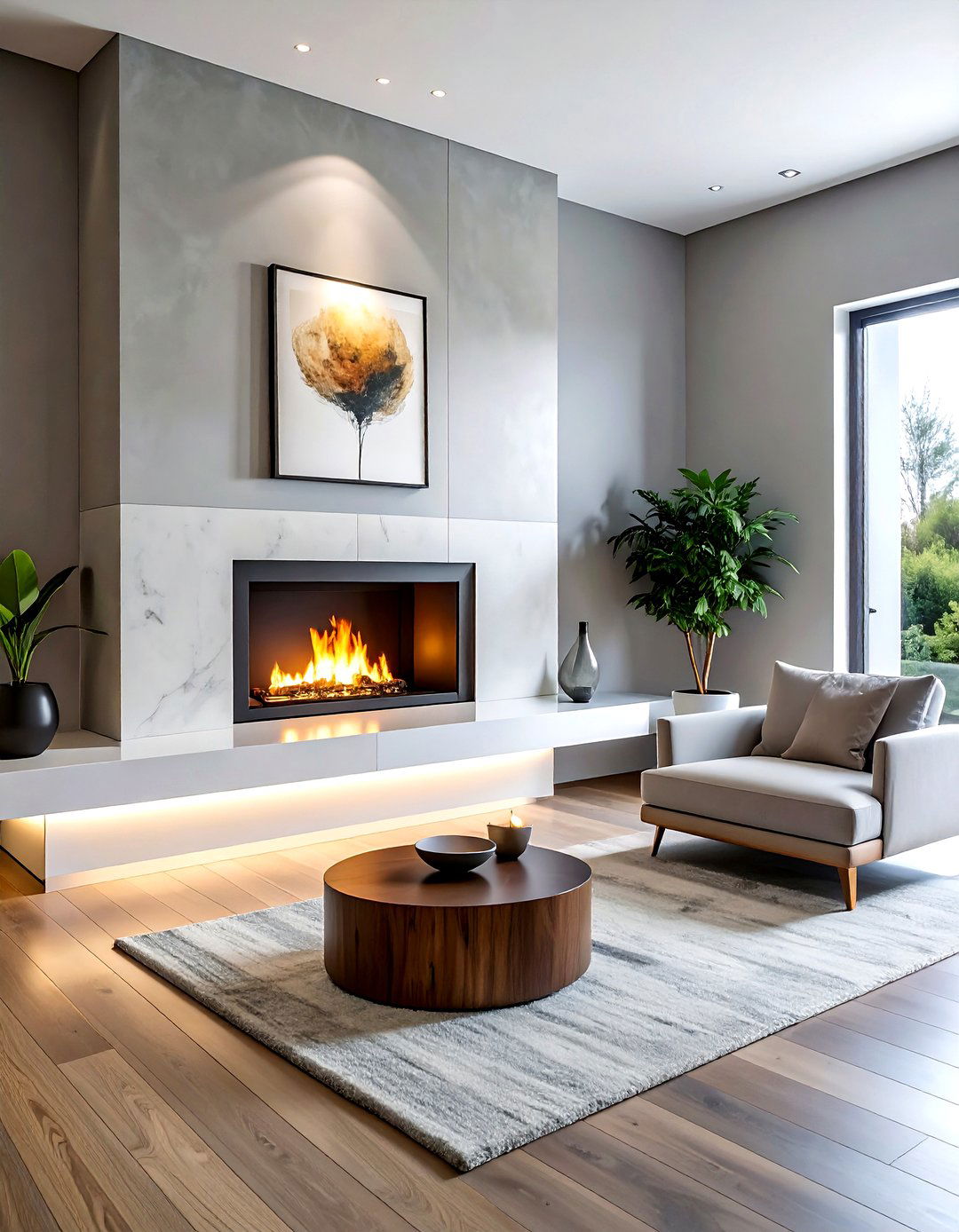 Minimalist fireplace mantel - 30 living room wood burning fireplace ideas