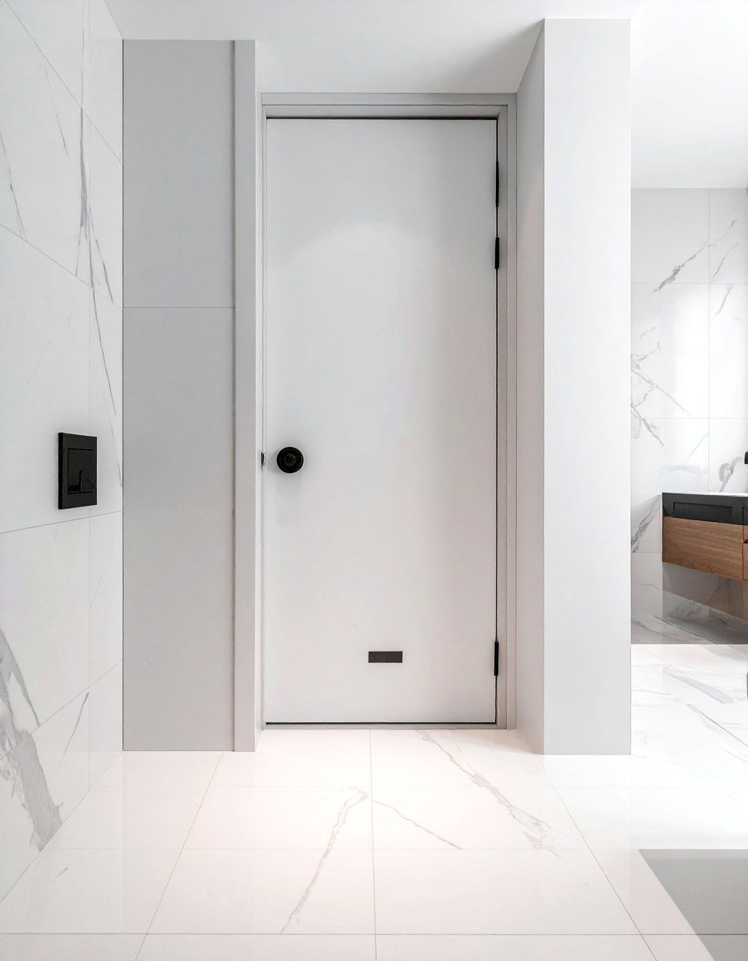 Minimalist flush pocket door - 30 bathroom pocket door ideas