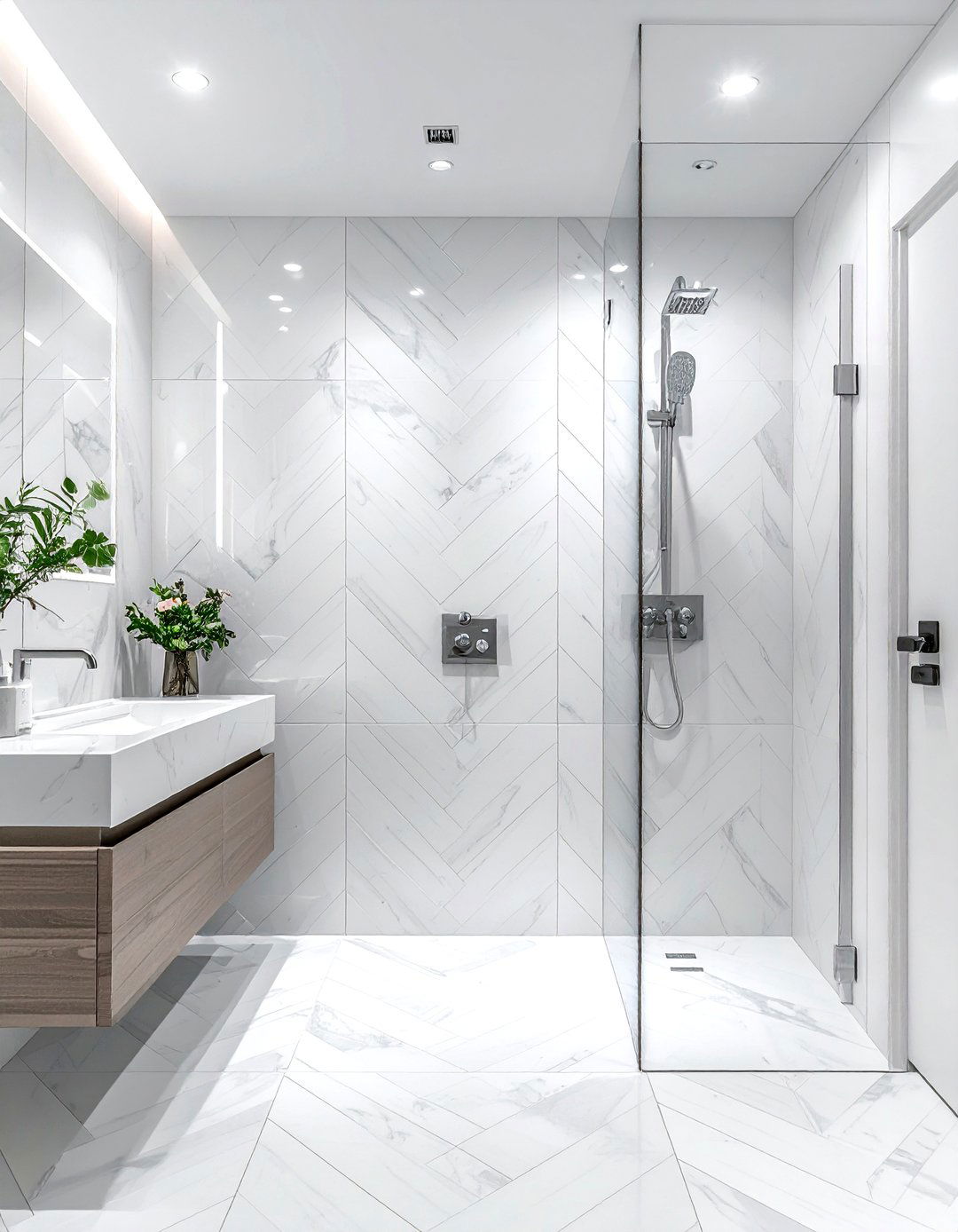 Minimalist glass shower enclosure - 30 spa-like master bathroom ideas