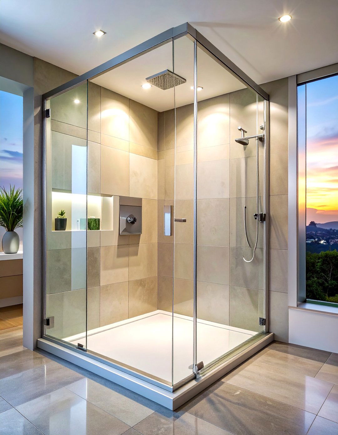 Minimalist glass shower - 30 brushed nickel bathroom ideas