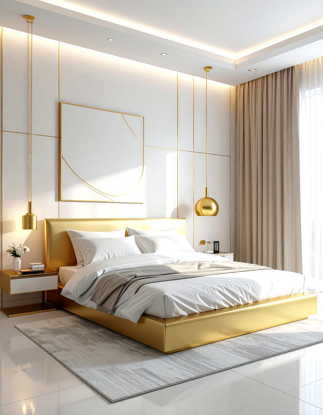 Minimalist gold bedroom - 30 gold bedroom decor ideas