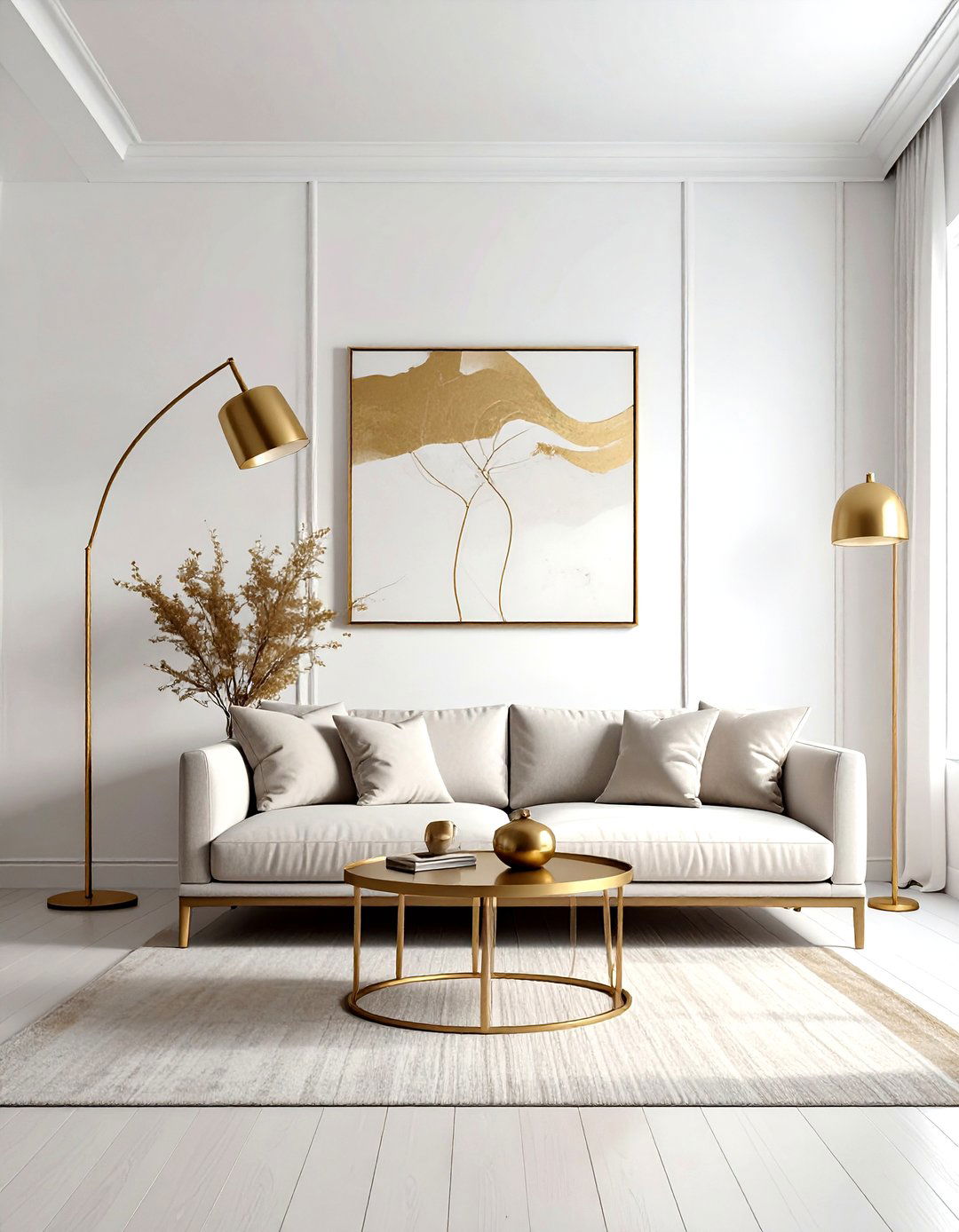 Minimalist gold living room - 30 gold living room decor ideas
