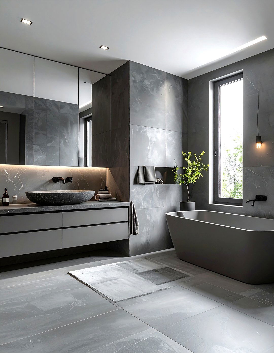 Minimalist grey bathroom - 30 grey bathroom decor ideas
