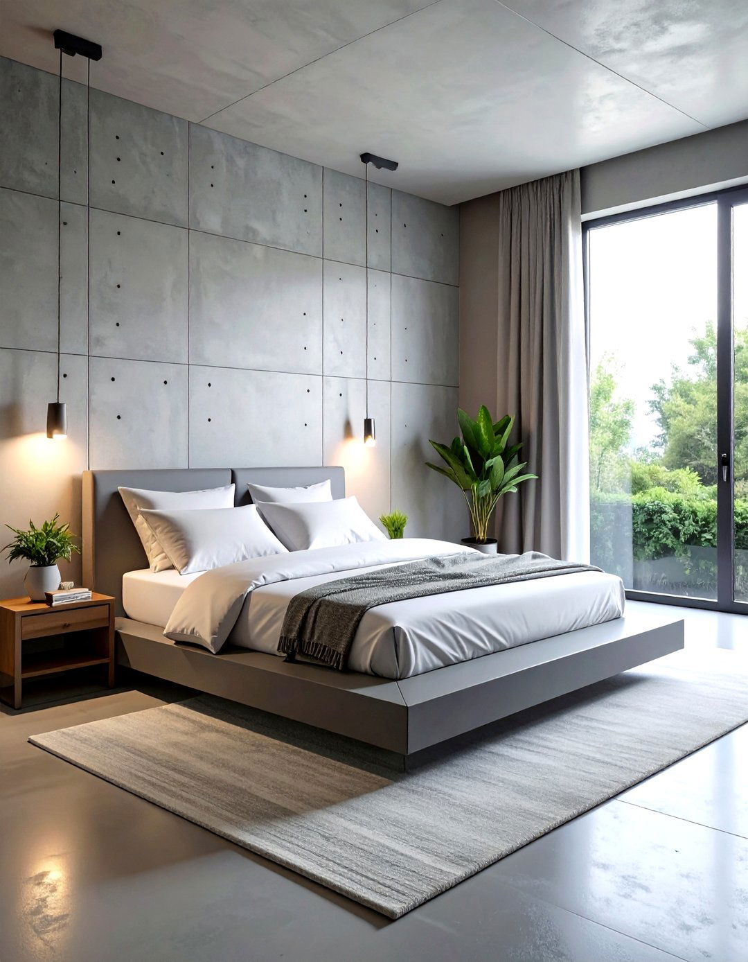 Minimalist grey platform bed - 30 grey bedroom furniture ideas