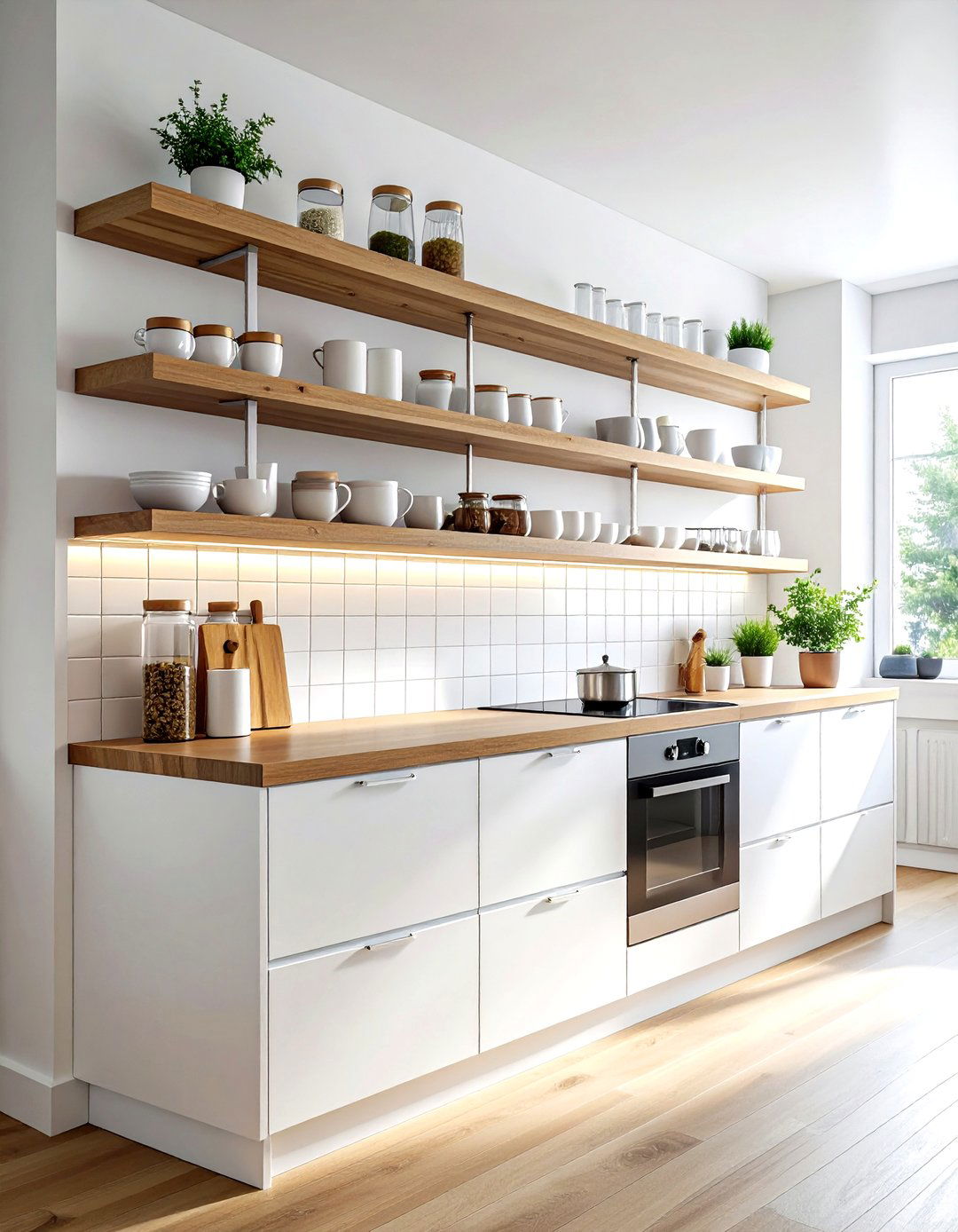 Minimalist kitchen shelving - 30 Scandinavian minimalist decor ideas