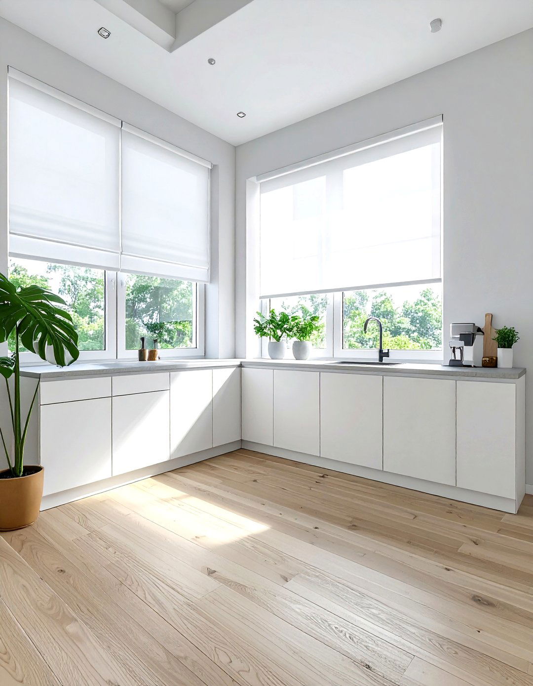 Minimalist kitchen white blinds - 30 kitchen blinds ideas