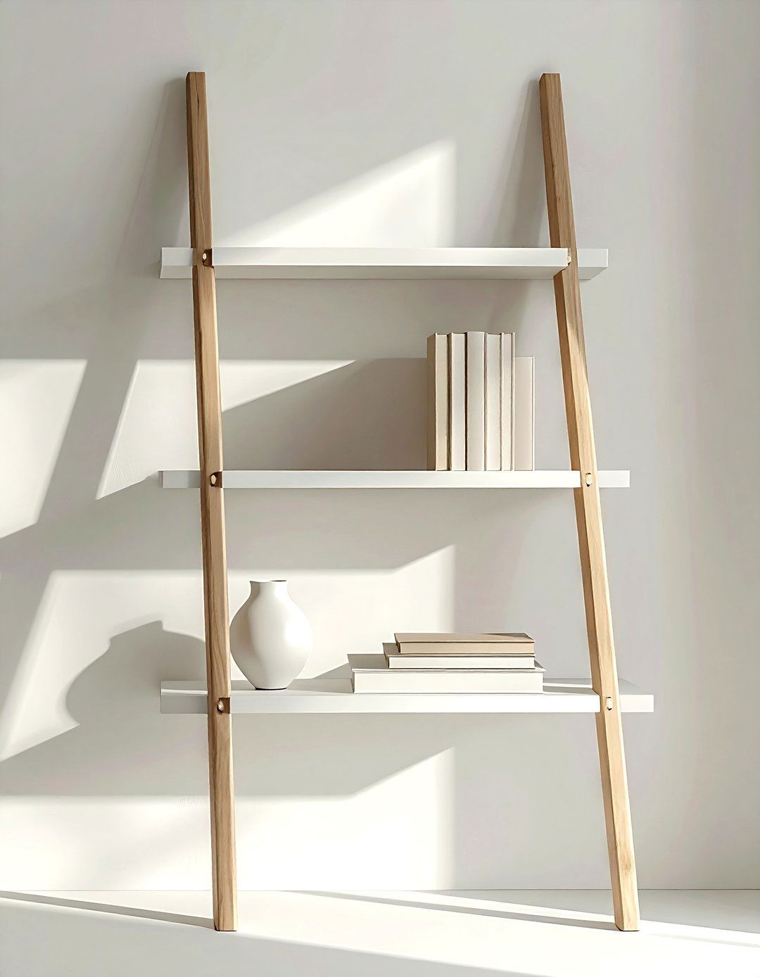Minimalist ladder shelf - 30 living room ladder shelf ideas
