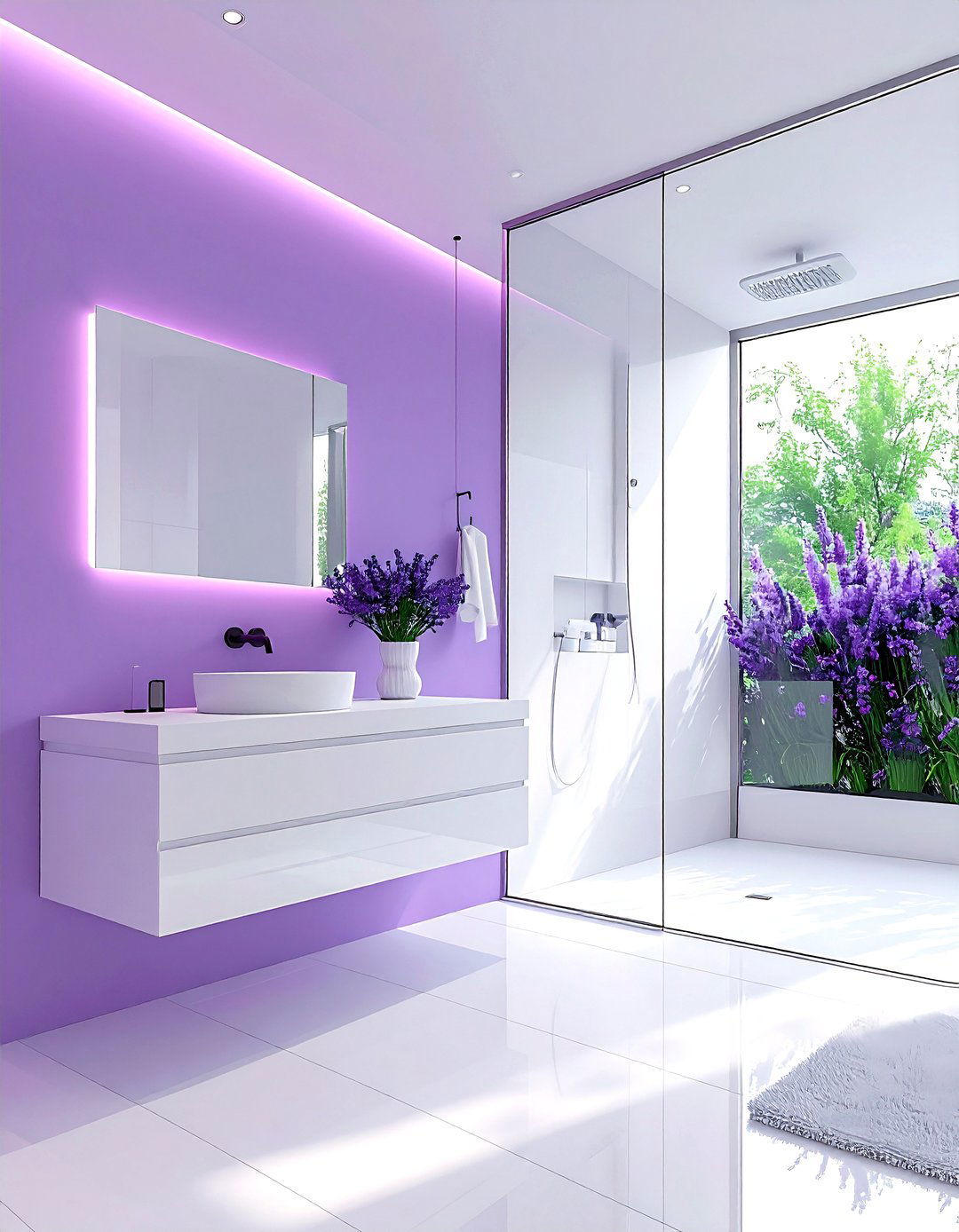 Minimalist lavender bathroom - 30 lavender and white bathroom ideas