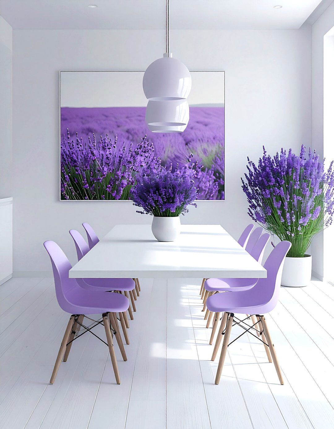 Minimalist lavender dining room - 30 lavender and white dining room ideas