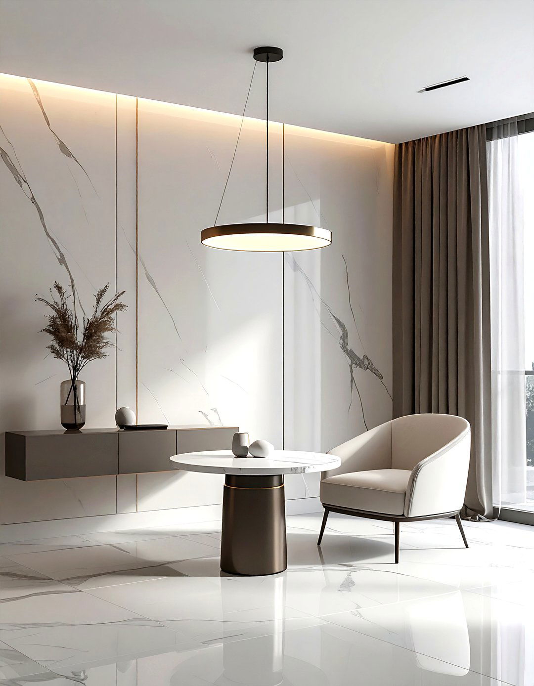 Minimalist led pendant - 30 living room LED lighting ideas
