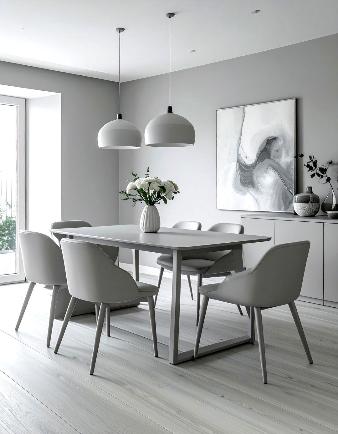 Minimalist light grey dining room - 30 grey dining room furniture ideas