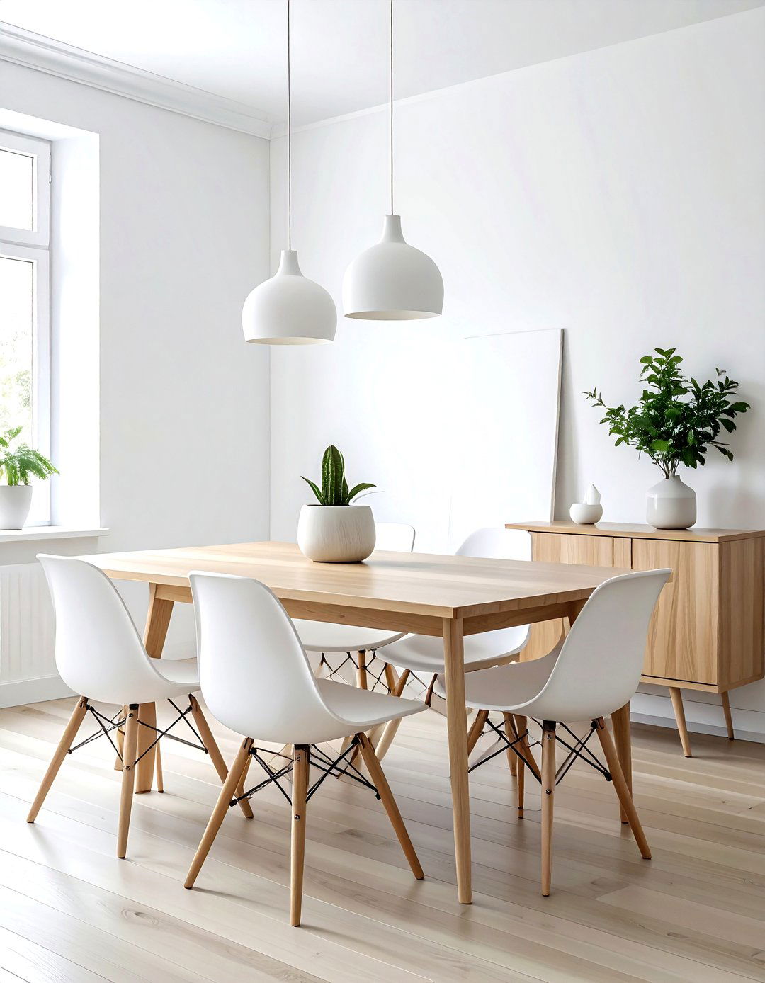 Minimalist light oak dining set - 30 brown and white dining room ideas
