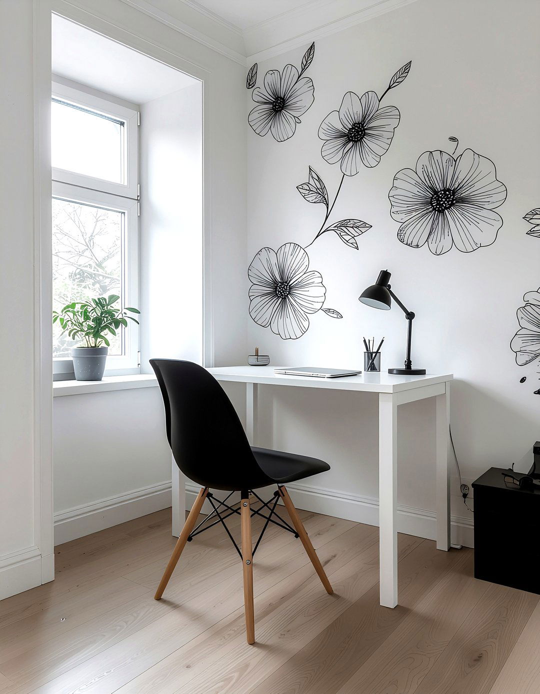 Minimalist line art floral wallpaper - 30 floral wallpaper ideas