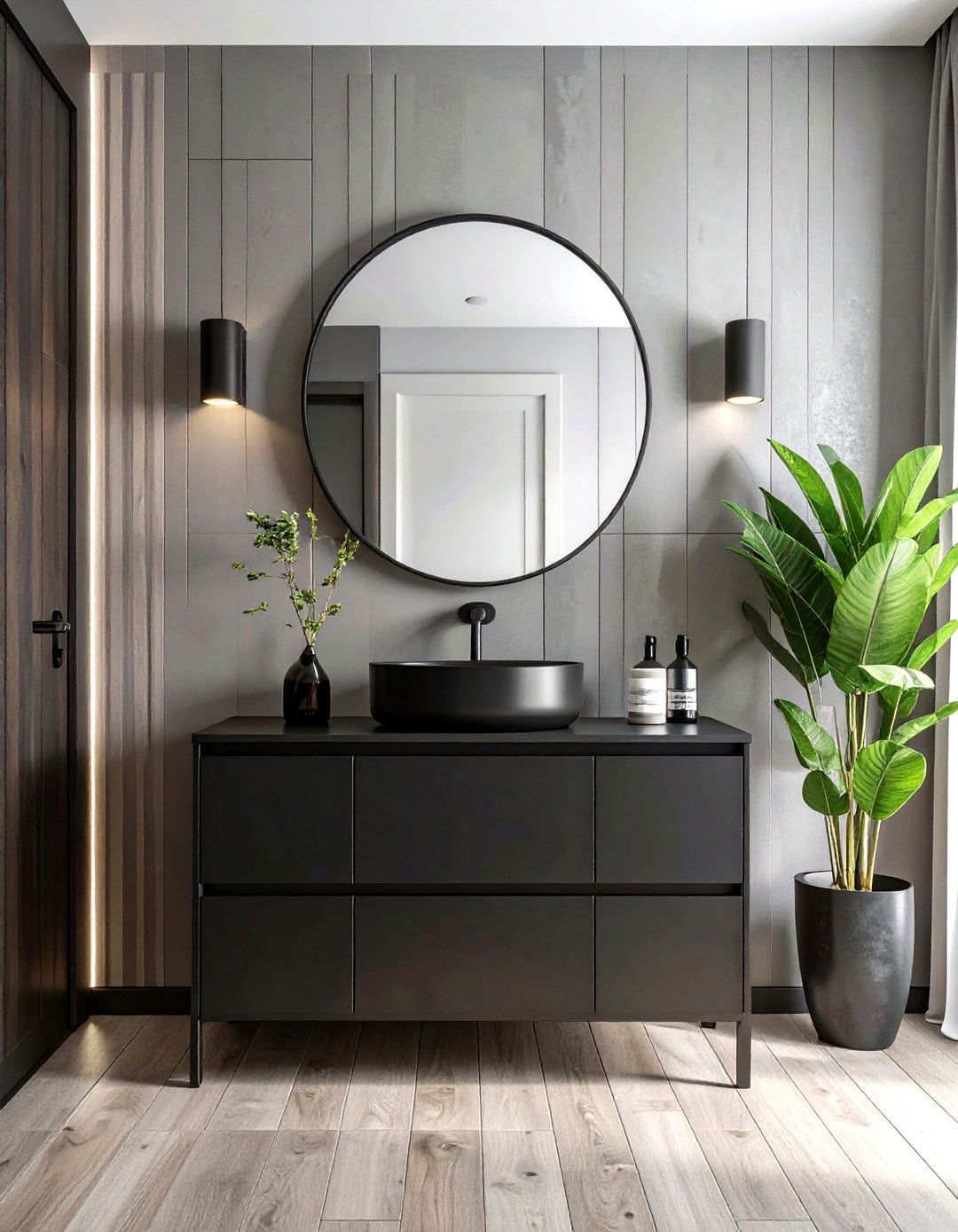 Minimalist line art wallpaper - 30 powder room wallpaper ideas