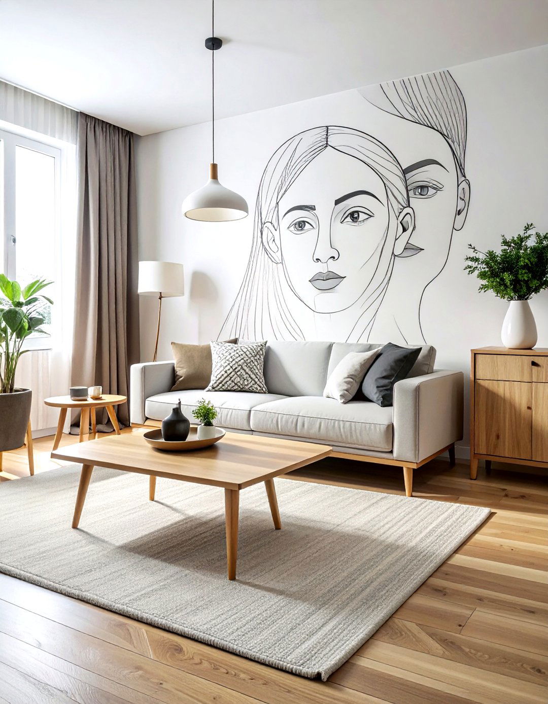 Minimalist line art wallpaper - 30 removable wallpaper ideas