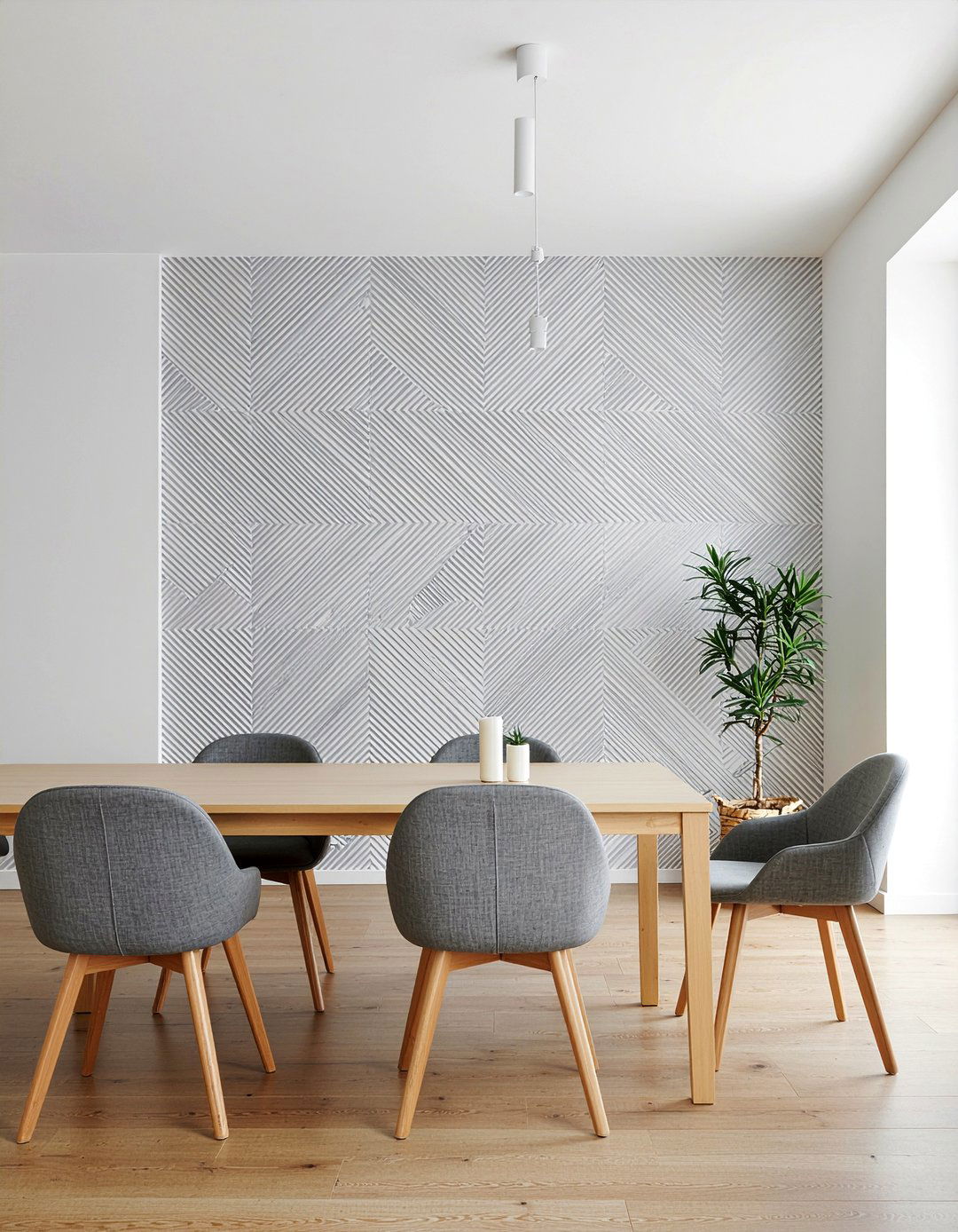 Minimalist line geometric wallpaper - 30 geometric wallpaper dining room ideas