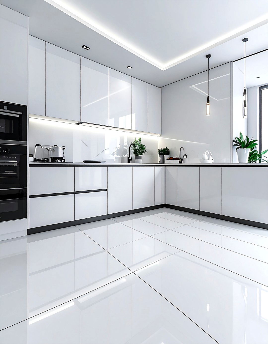 Minimalist linear tile pattern - 30 patterned floor kitchen ideas