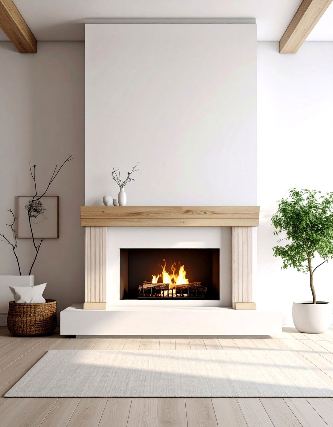 Minimalist living room fireplace - 30 minimalist white living room ideas