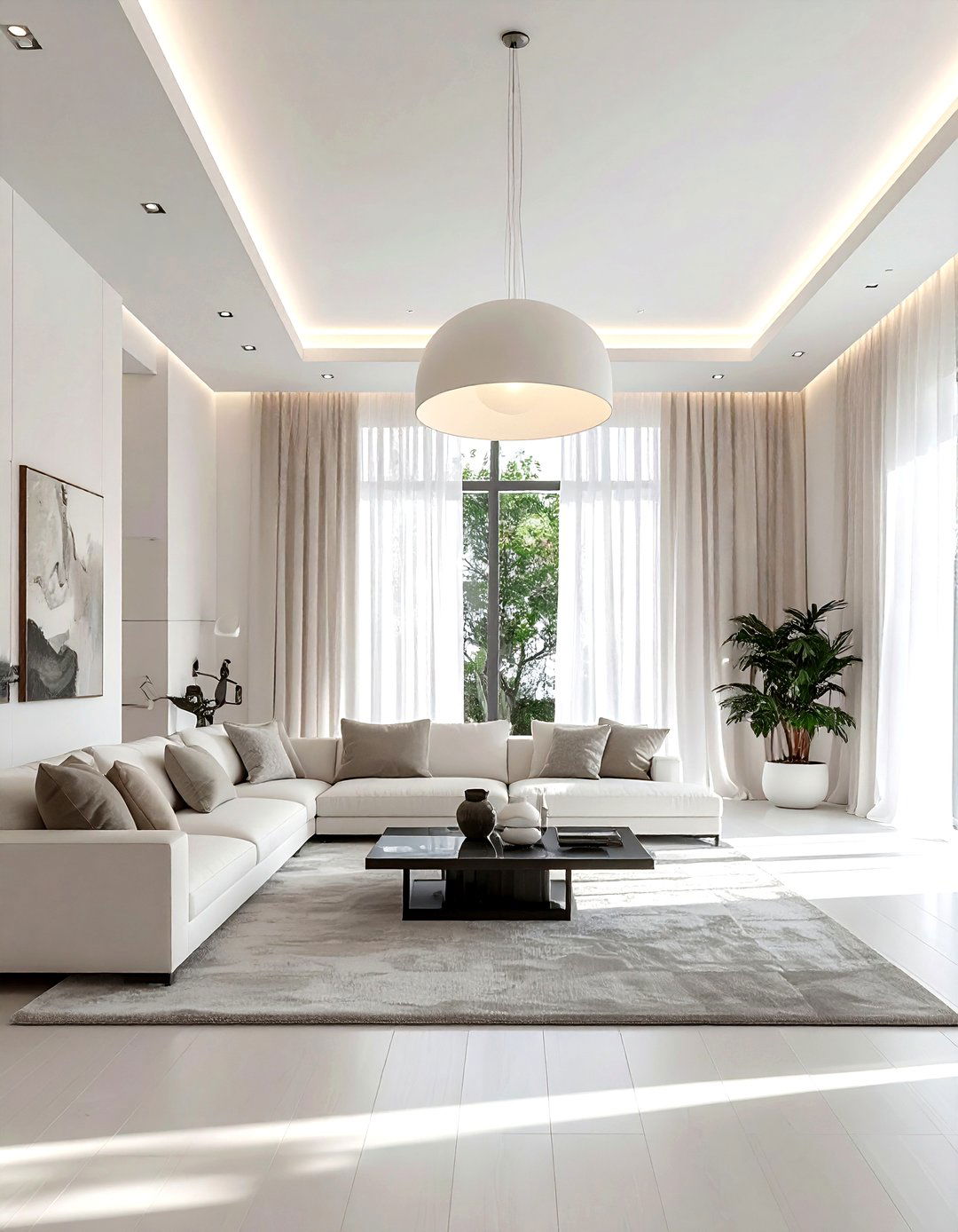 Minimalist living room high ceilings - 30 minimalist white living room ideas