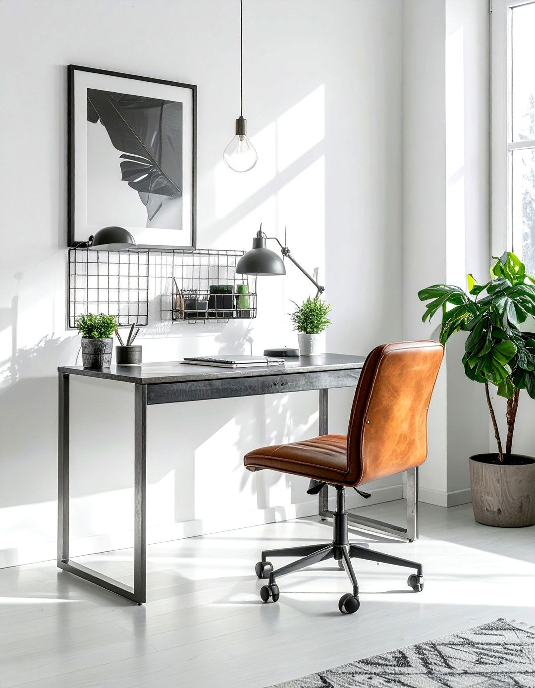 Minimalist metal desk - 30 living room industrial furniture ideas