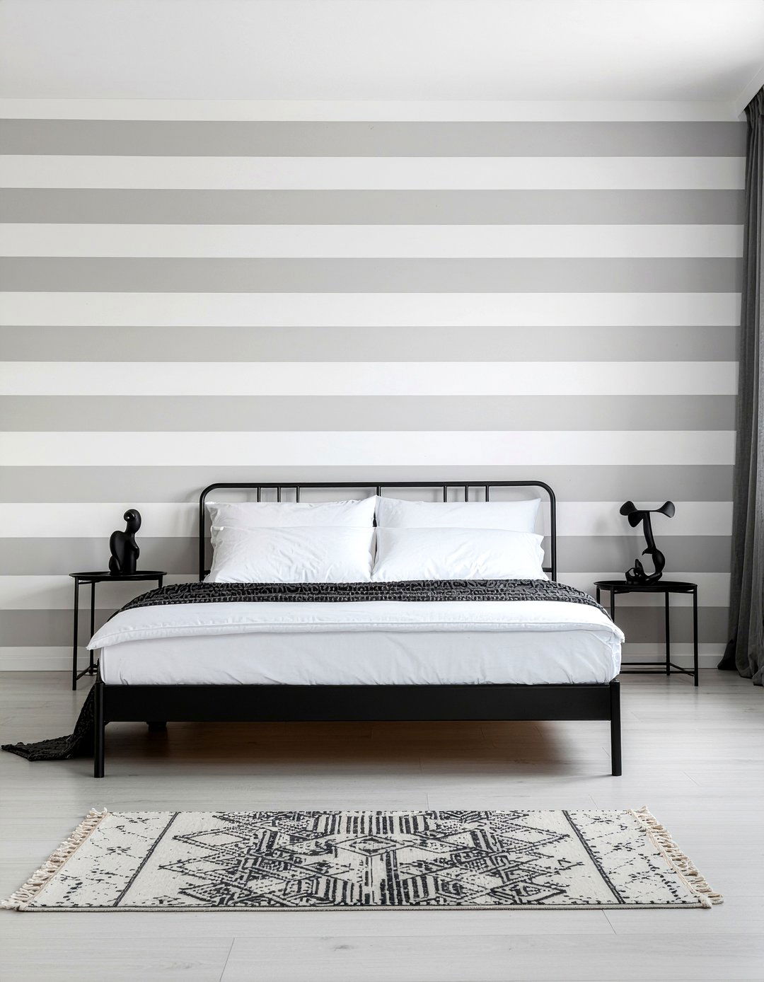 Minimalist monochrome stripe wallpaper - 30 bedroom striped wallpapers