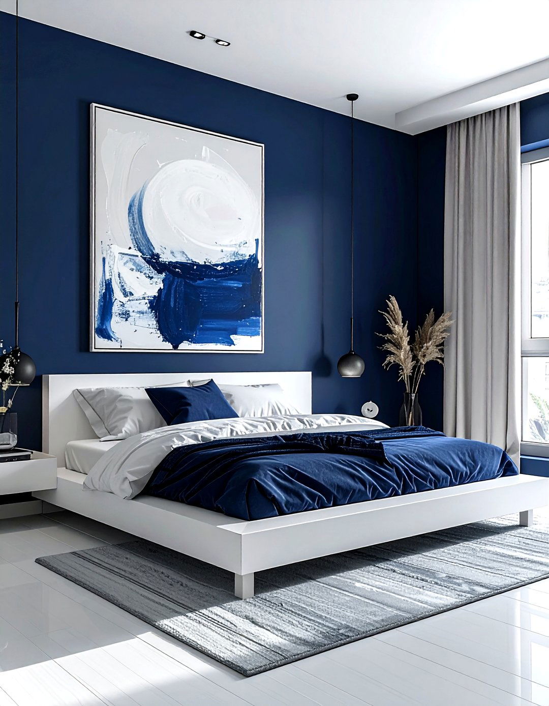 Minimalist navy bedroom - 30 modern navy bedroom ideas
