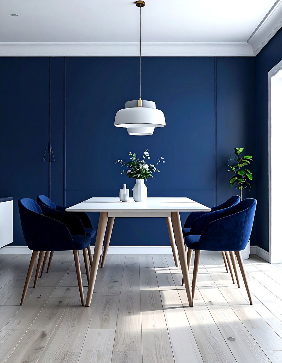 Minimalist navy dining - 30 navy dining room decor ideas