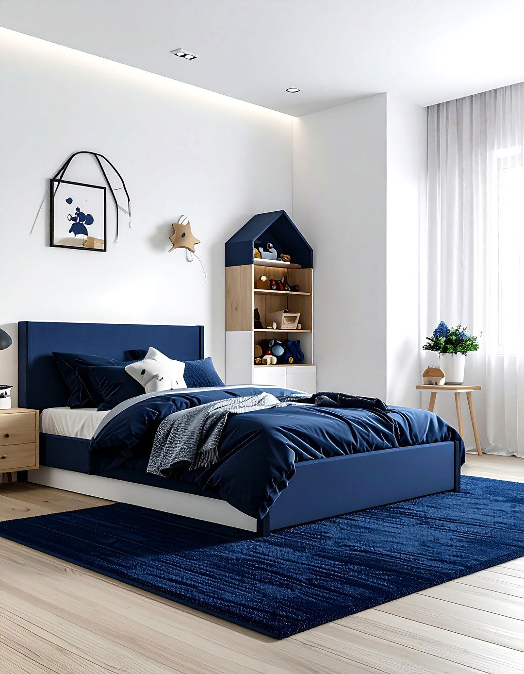 Minimalist navy kids bedroom - 30 minimalist navy bedroom ideas