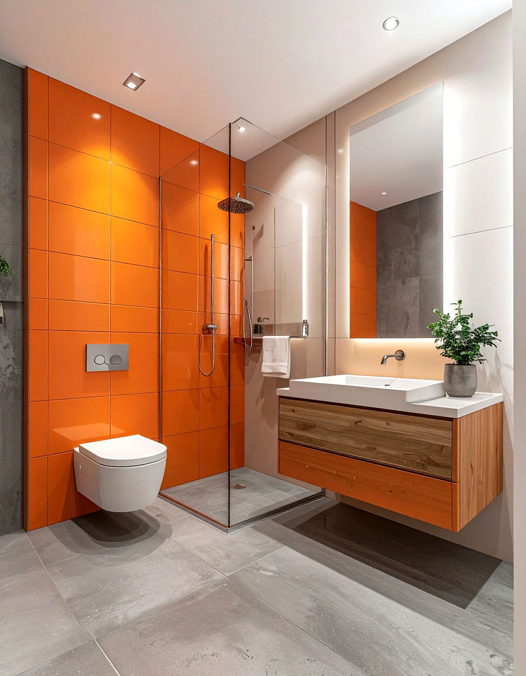 Minimalist orange bathroom - 30 orange bathroom decor ideas