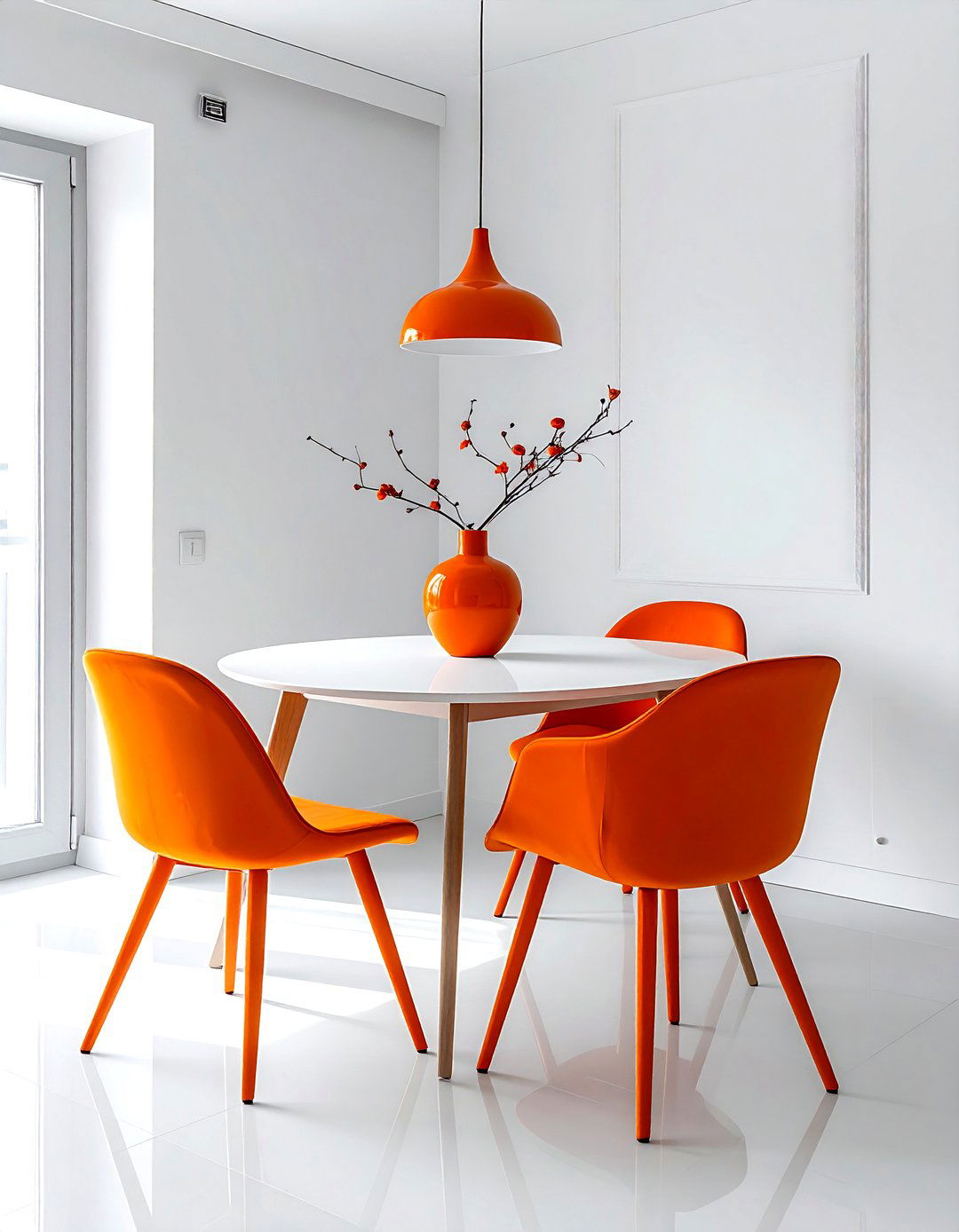 Minimalist orange dining - 30 bright orange dining room ideas
