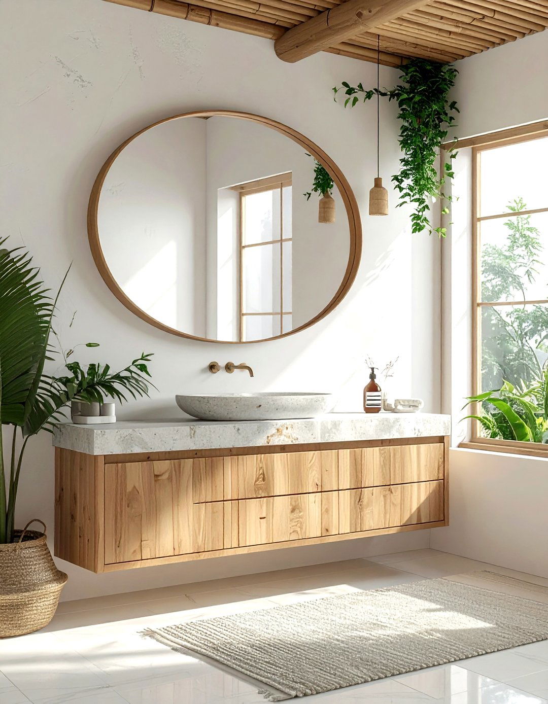 Minimalist oval wall mirror - 30 oval bathroom mirror ideas