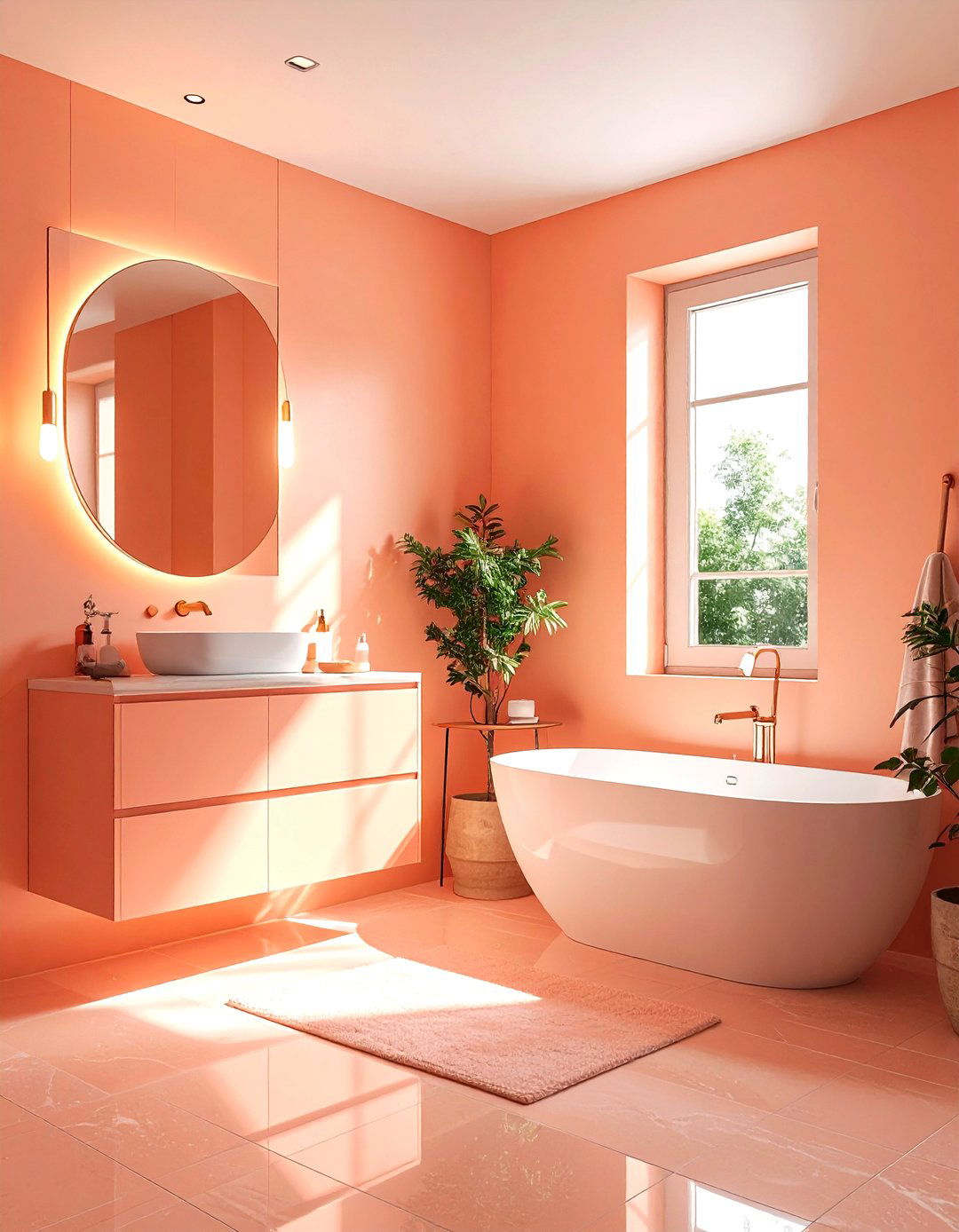 Minimalist peach bathroom - 30 peach bathroom ideas