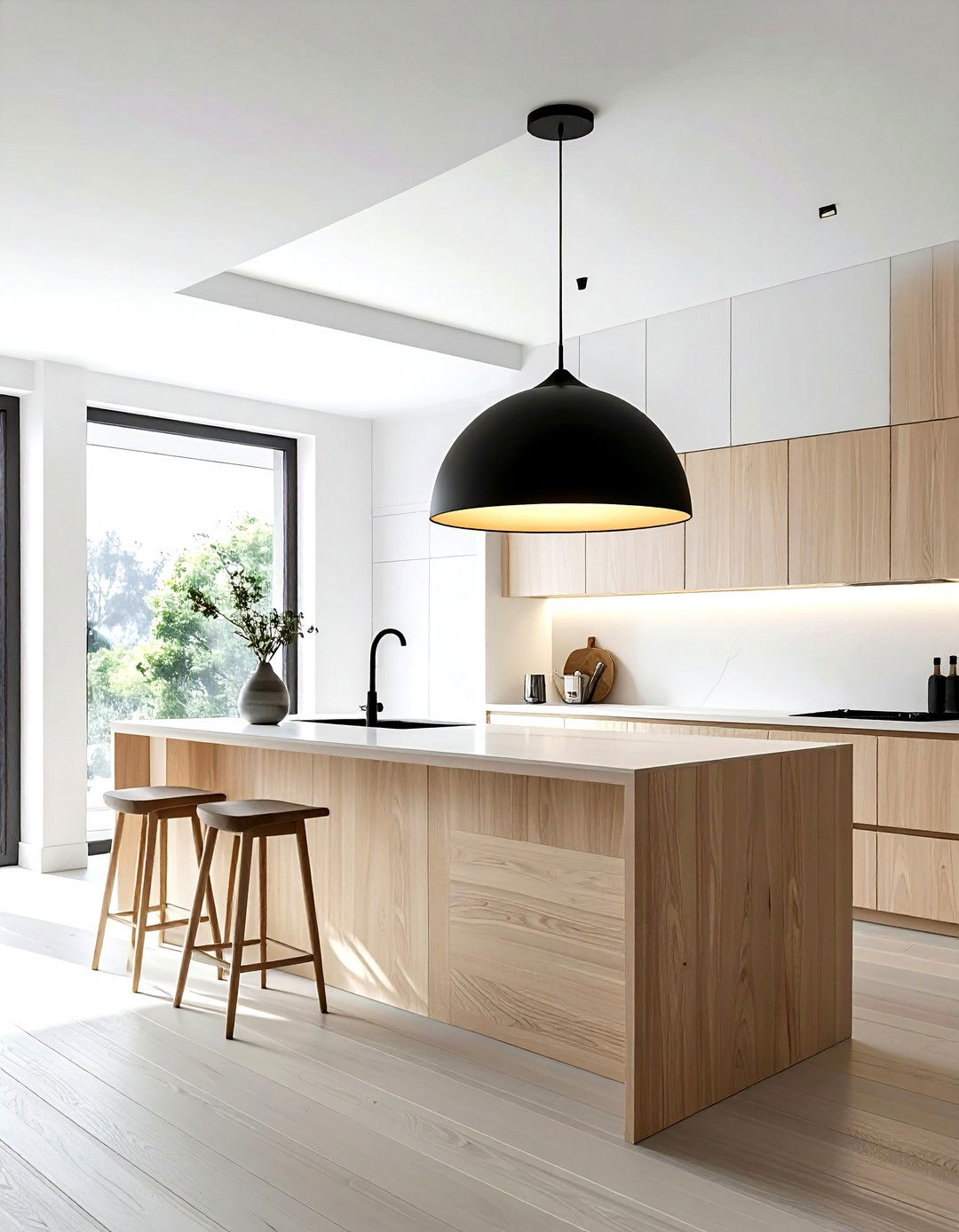 Minimalist pendant light - 30 minimalist kitchen ideas