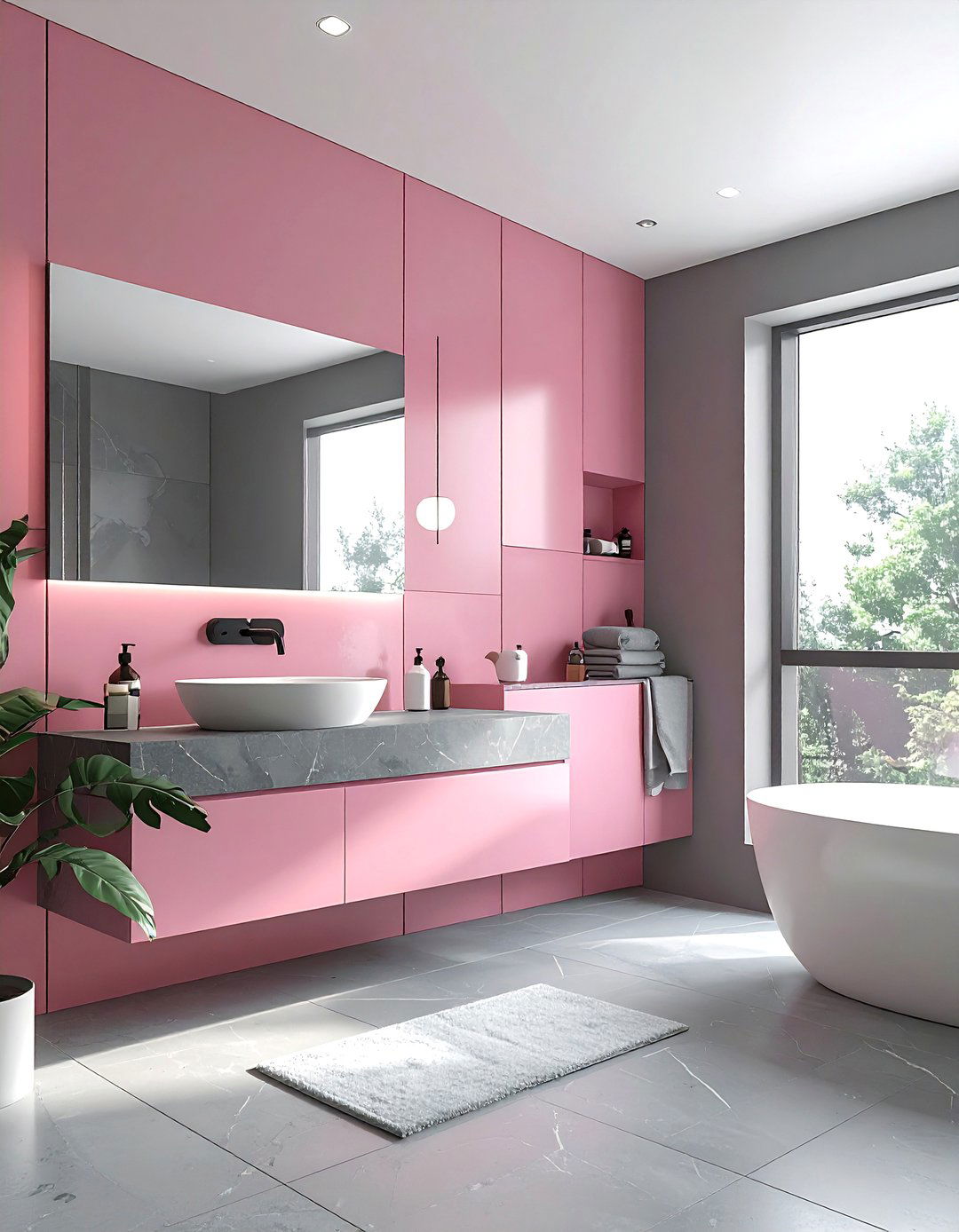 Minimalist pink gray bathroom - 30 pink gray bathroom ideas