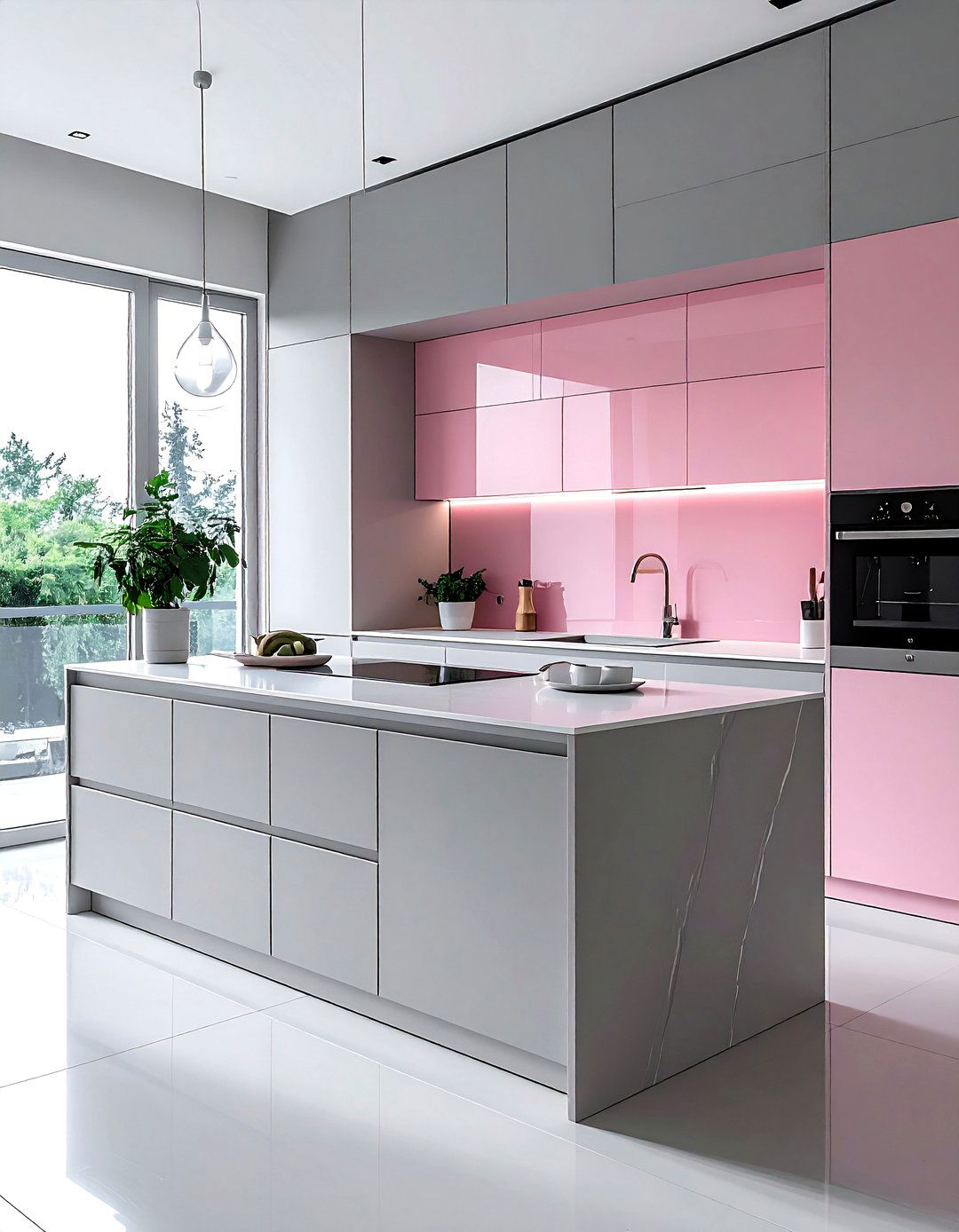 Minimalist pink gray kitchen - 30 pink and gray kitchen ideas