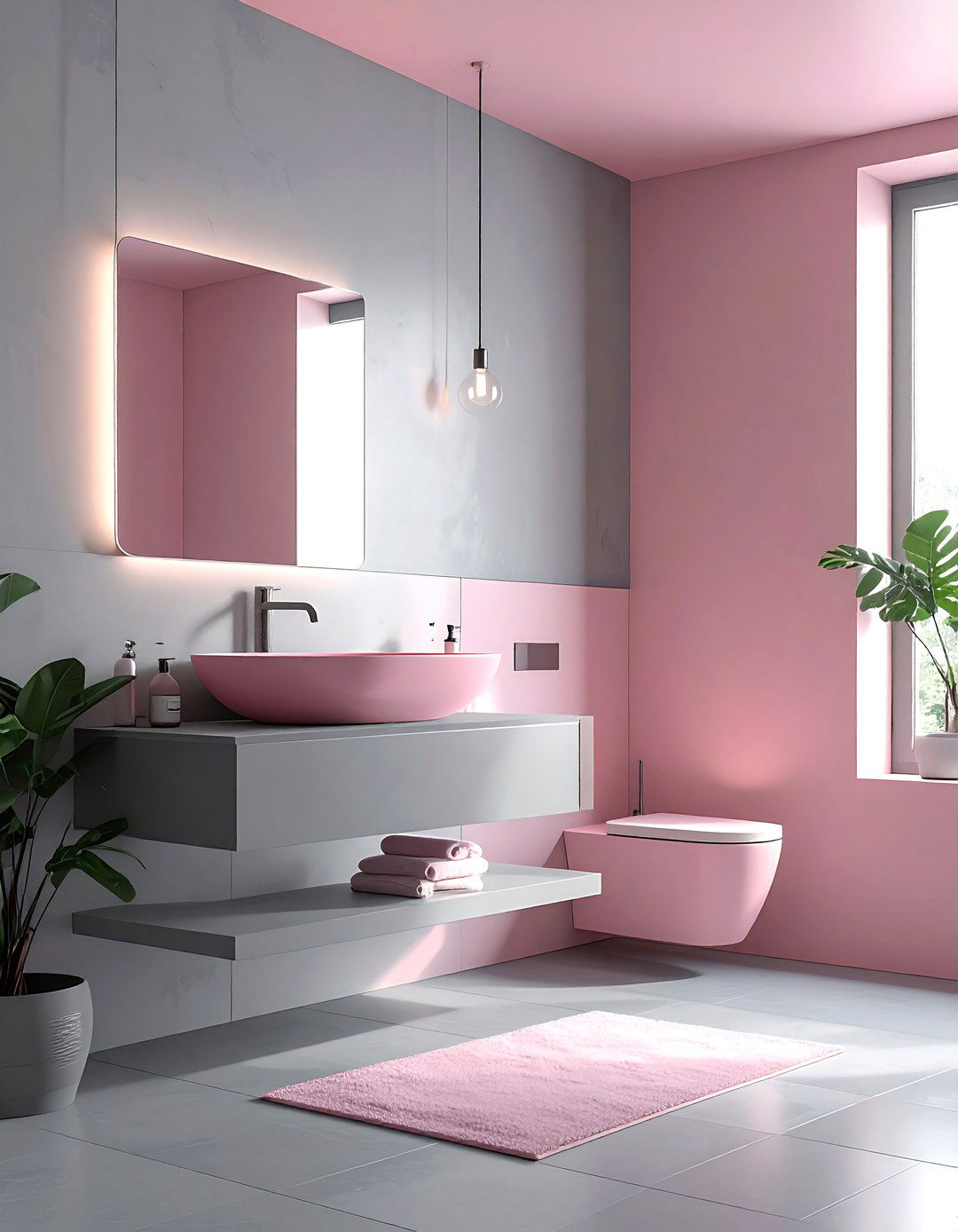 Minimalist pink gray - 30 pink and gray bathroom ideas