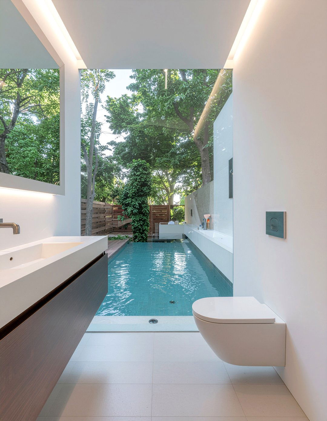 Minimalist pool restroom - 30 pool bathroom ideas