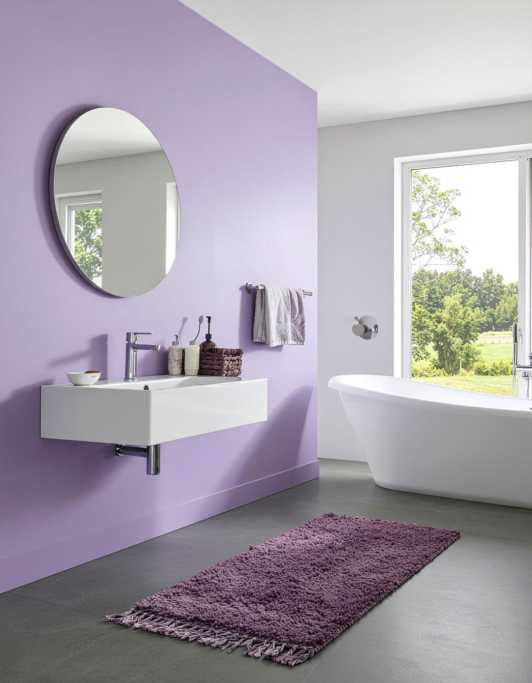 Minimalist purple bathroom - 30 purple bathroom ideas