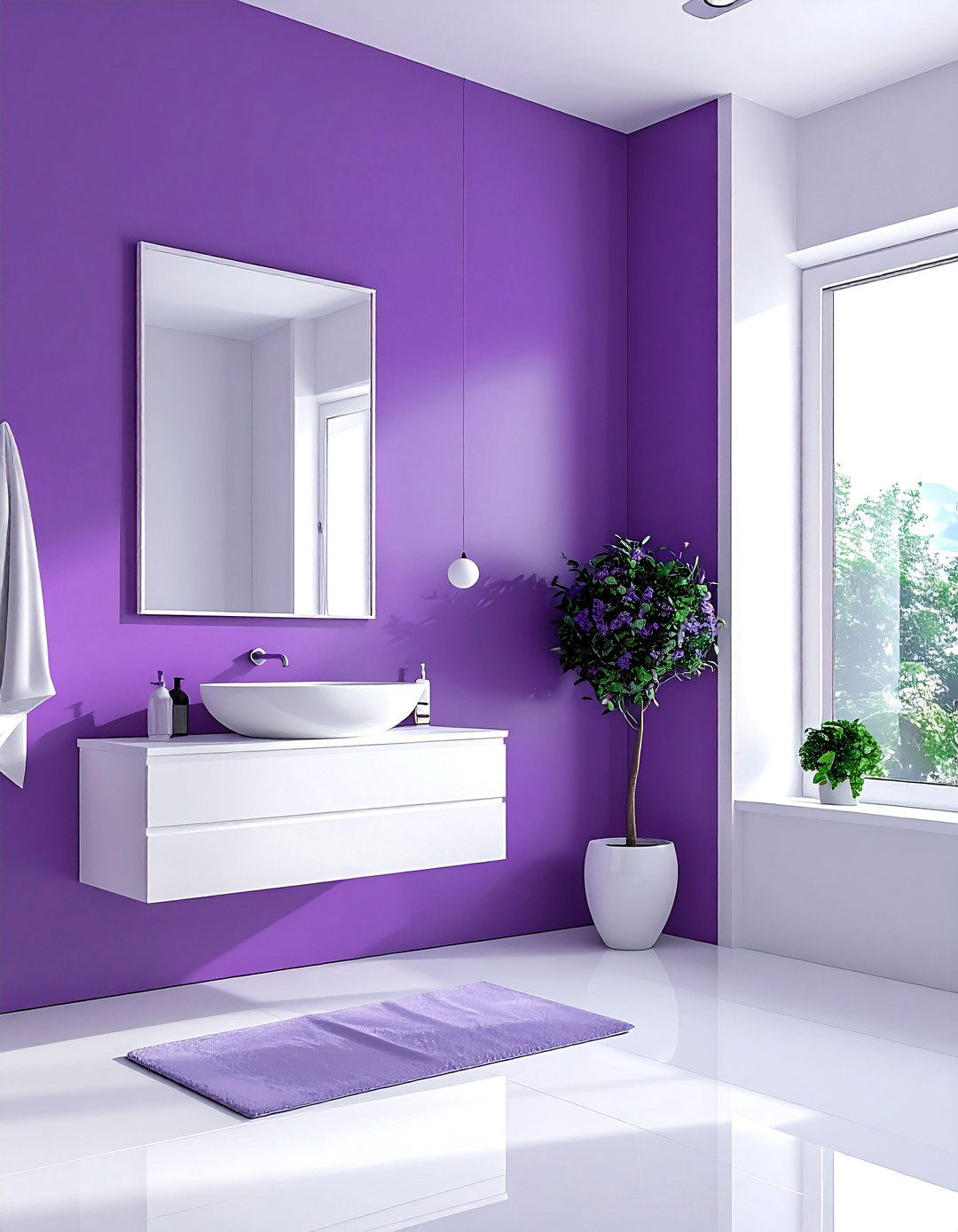 Minimalist purple bathroom - 30 purple and white bathroom ideas
