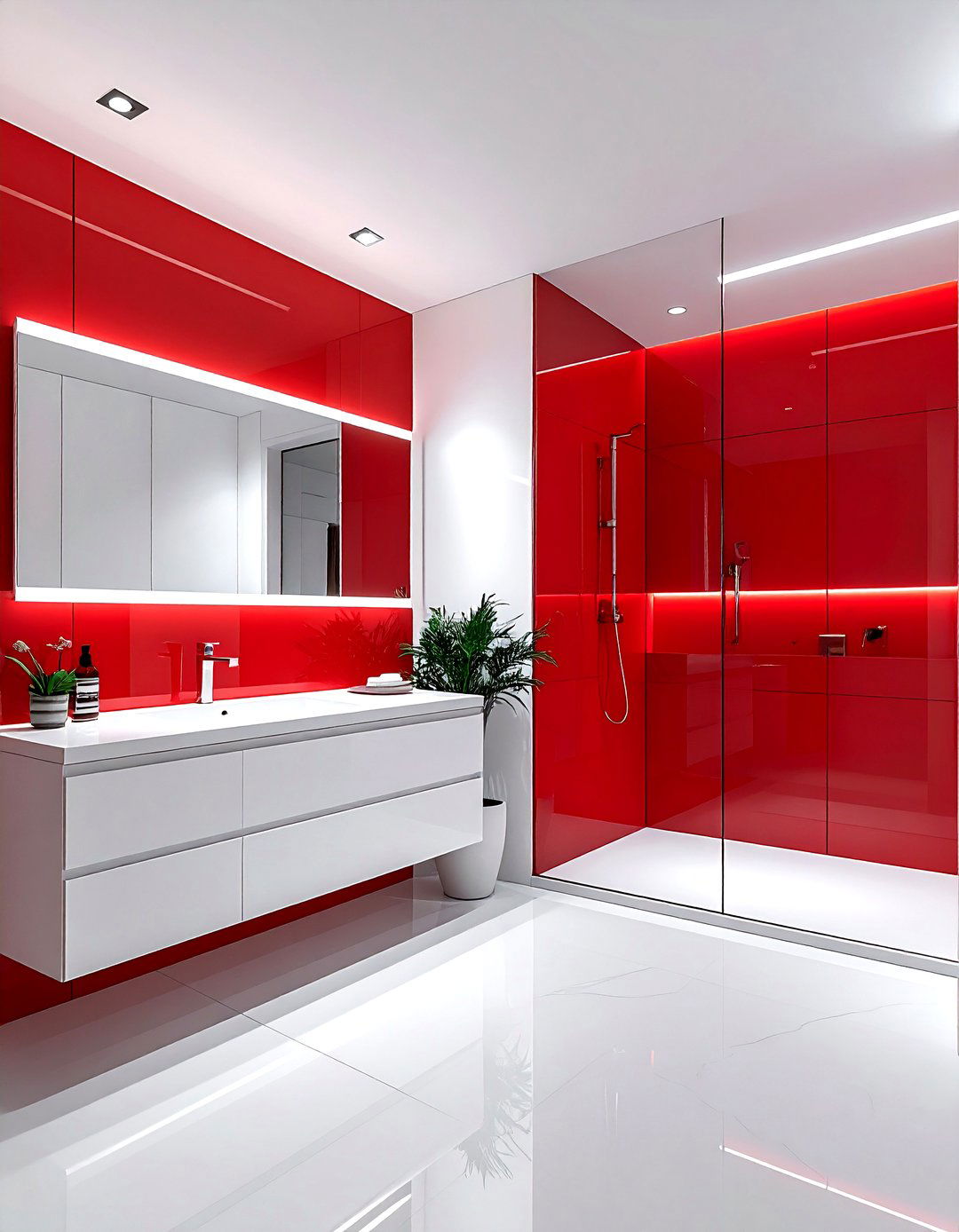 Minimalist red and white bathroom - 30 red and white bathroom ideas