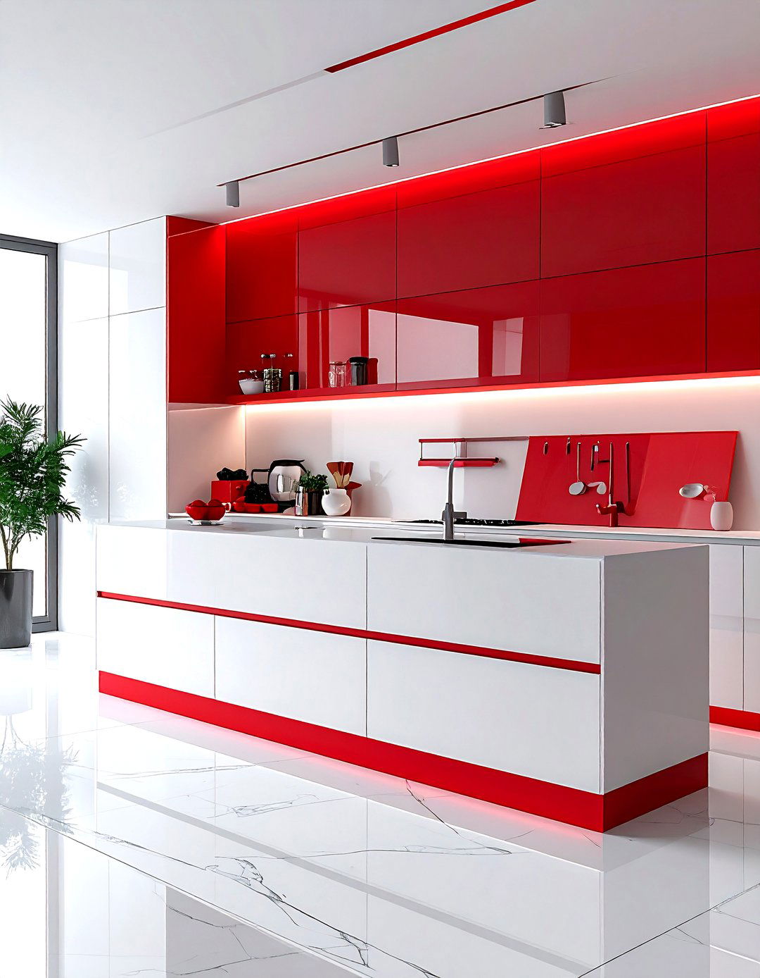 Minimalist red and white kitchen - 30 red and white kitchen ideas