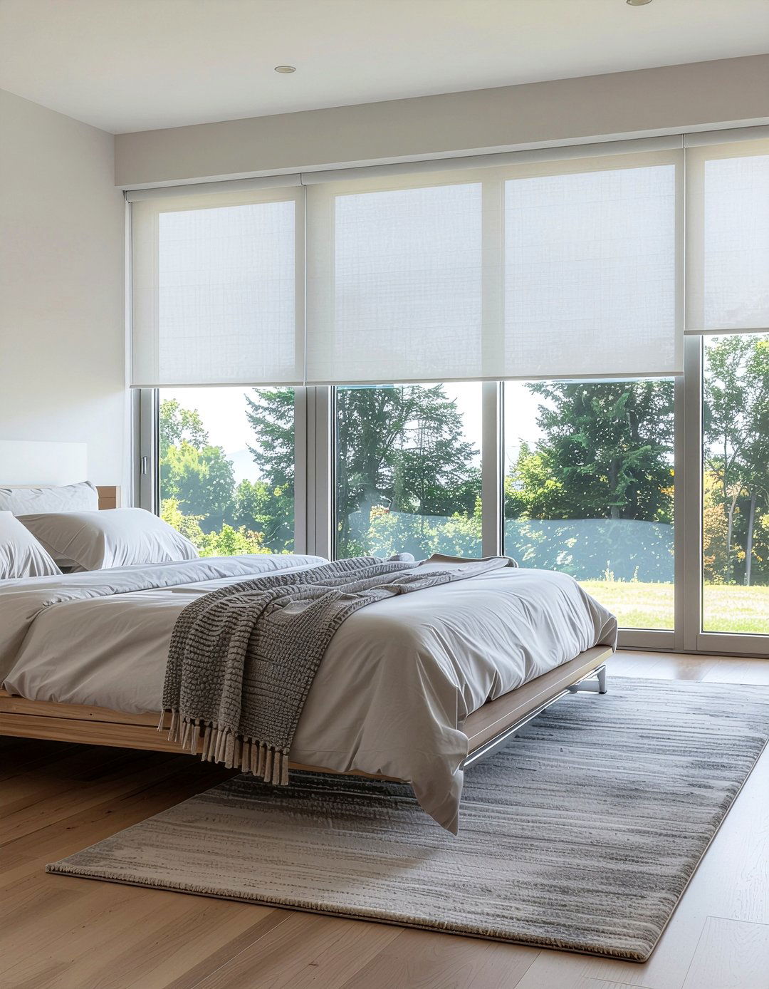 Minimalist roller shades - 30 bedroom window ideas